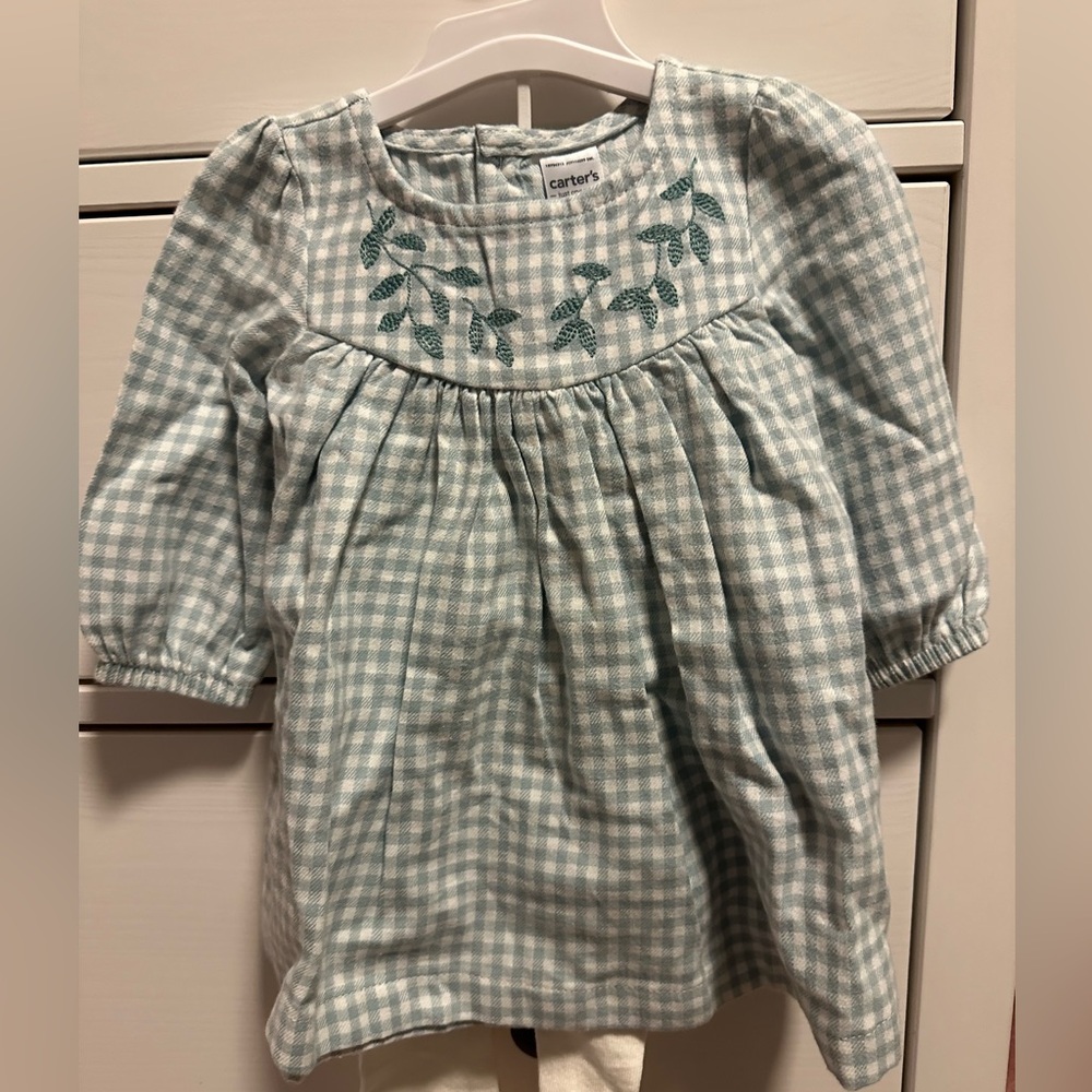 Carter’s Blue Gingham Embroidered Baby Dress – Size 6M NWT